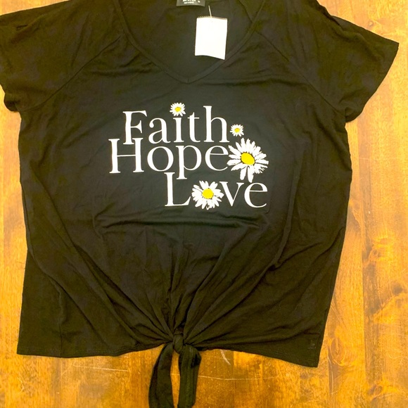 Ava James Tops - Faith Hope Love T Shirt Plus Size 1X Black Ava James New Tags